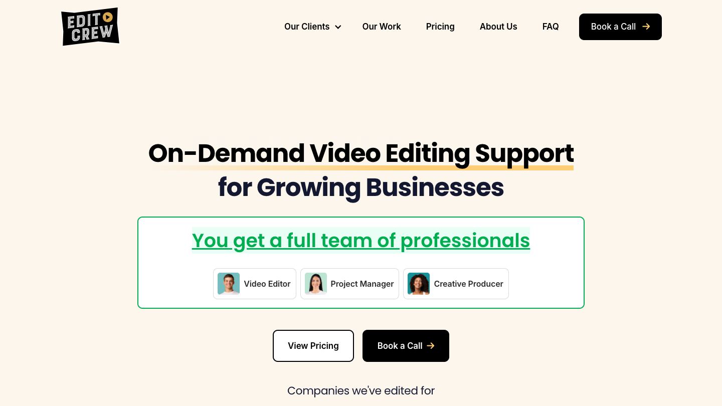Edit Crew homepage hero: 