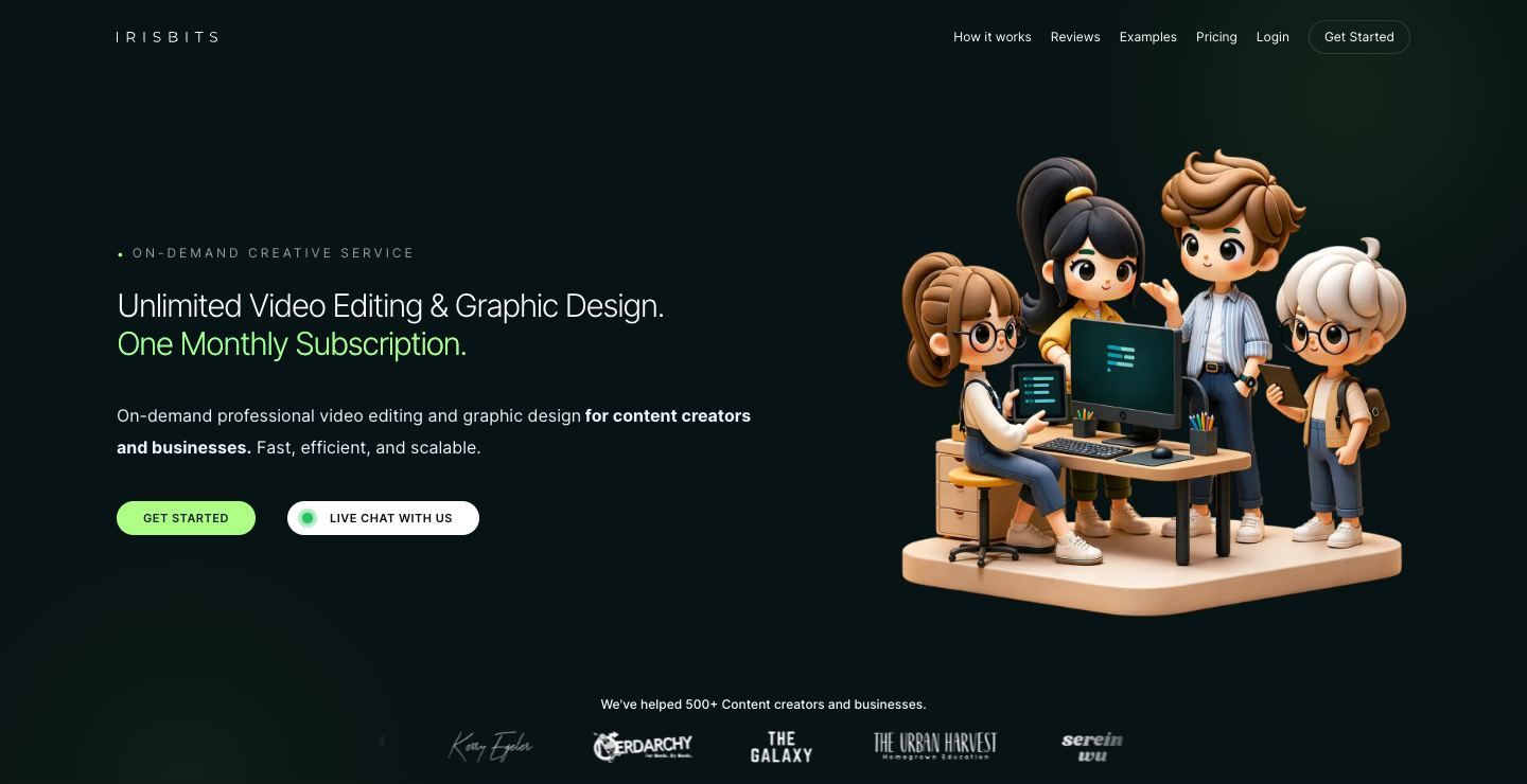 Irisbits homepage hero: 
