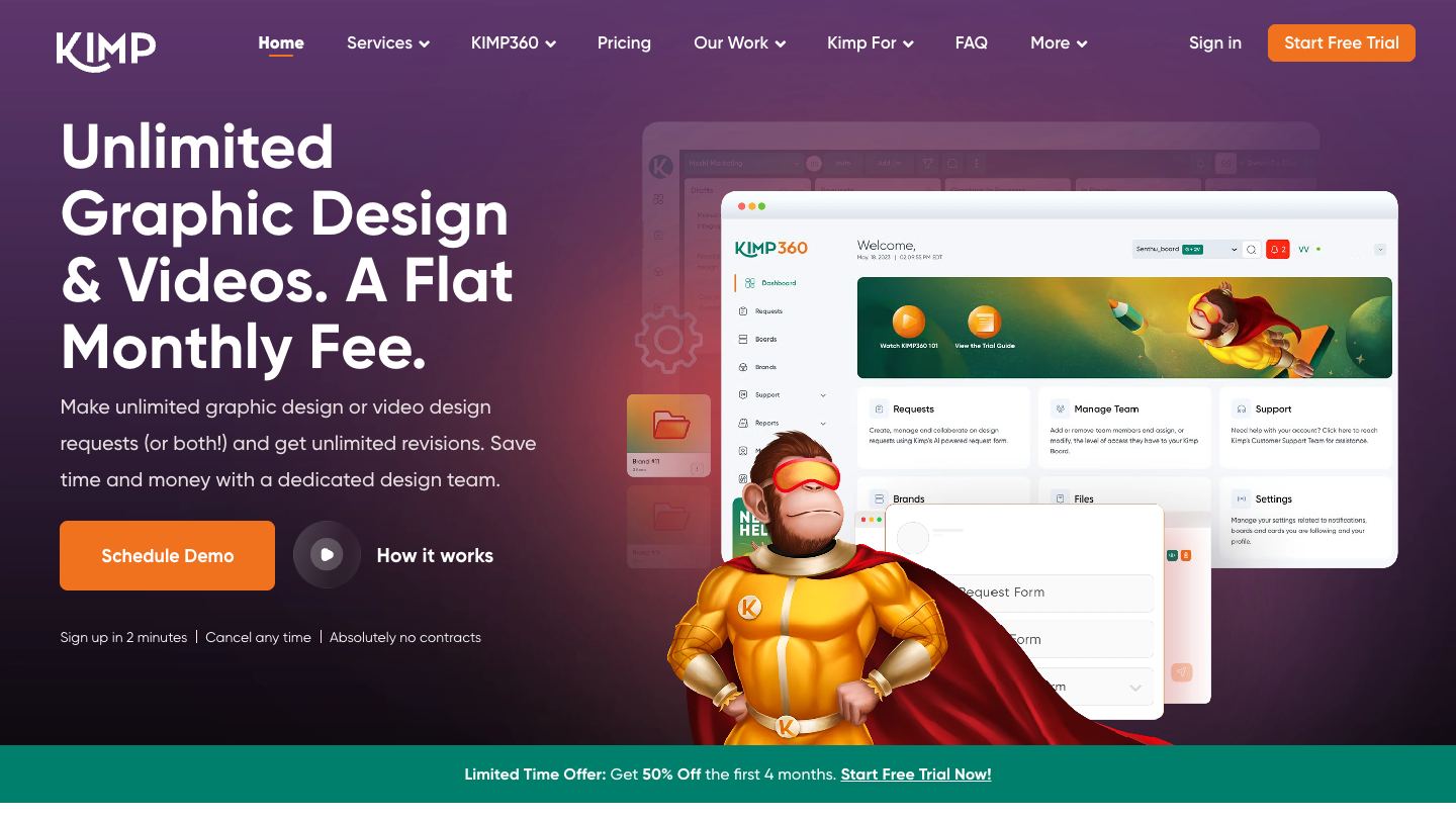 Kimp homepage hero: 
