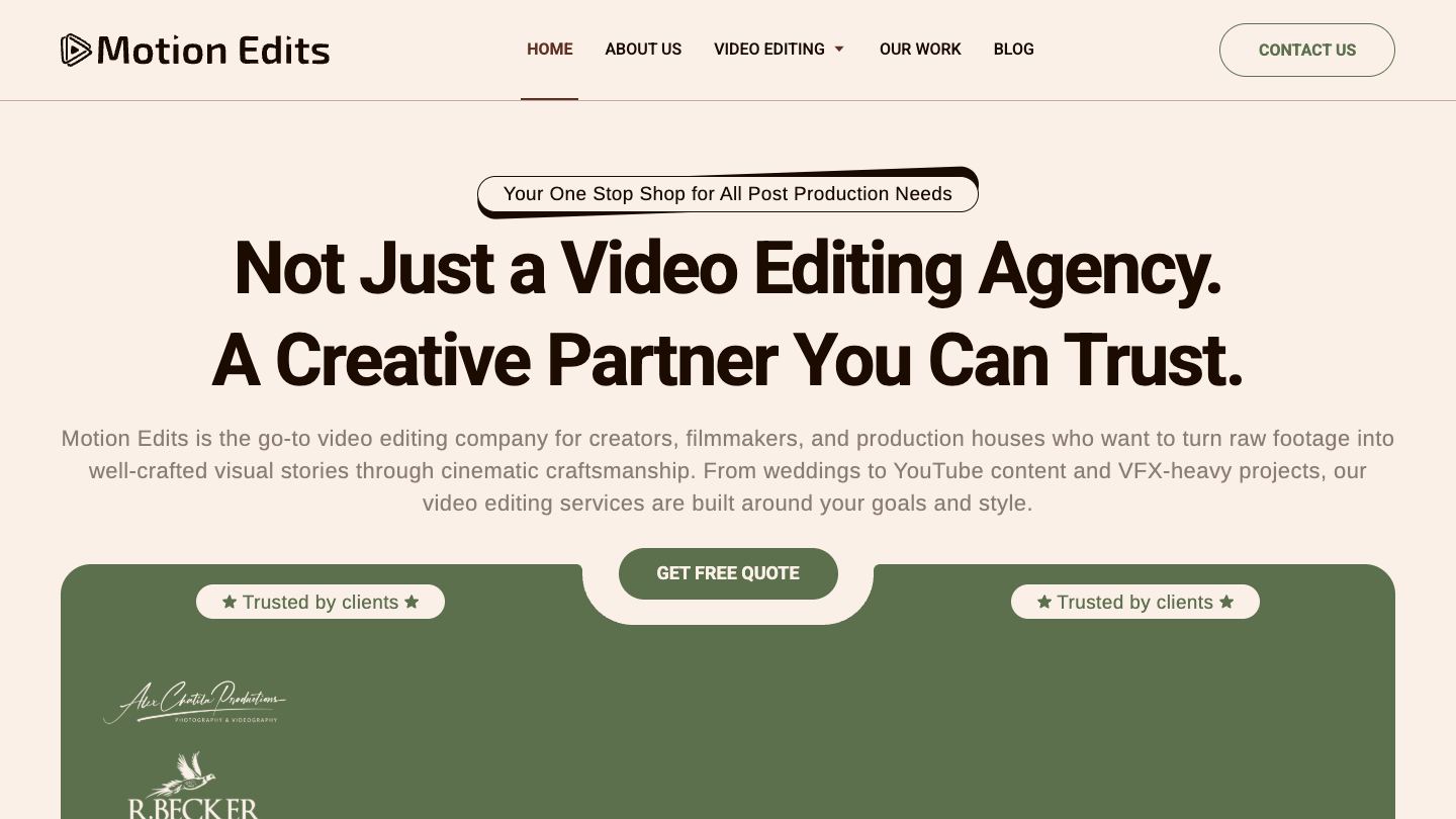 Motion Edits homepage hero: 