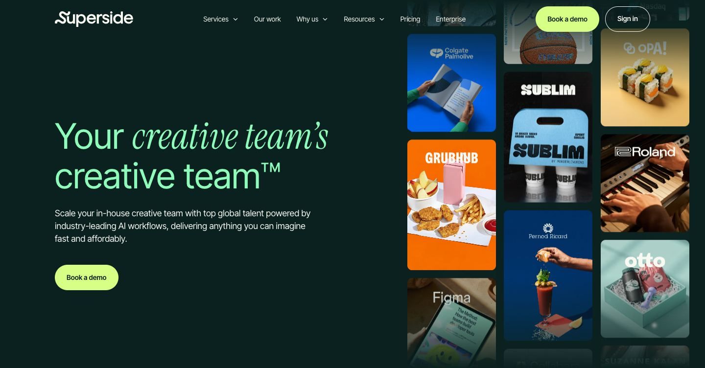 Superside homepage hero: 