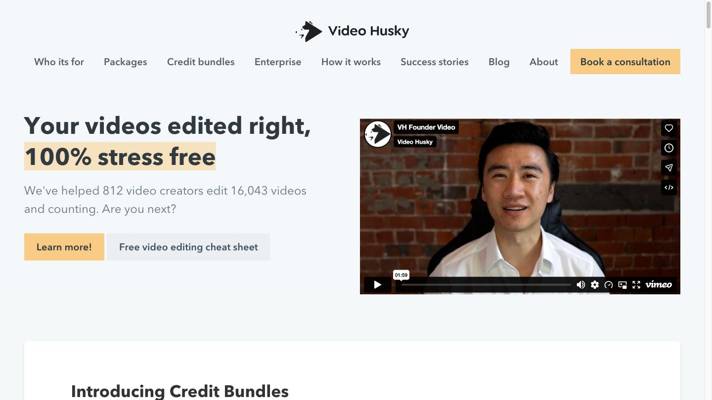 Video Husky homepage hero: 