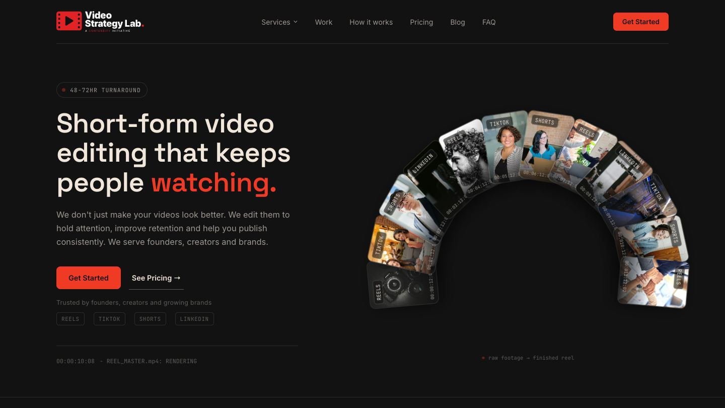 The Video Strategy Lab homepage hero: 